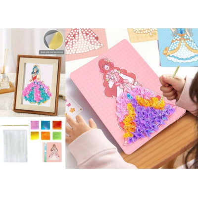 Art Kit Princess Dress up & Makeup Creative Poking Dress up Combo | 2 in 1 Board Activity Painting DIY Kit For Kids (Assorted Designs)