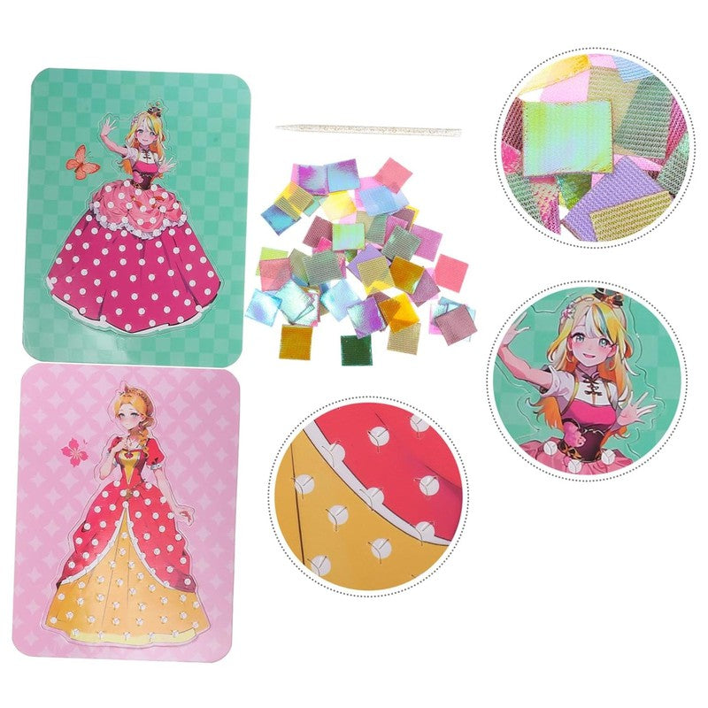 Art Kit Princess Dress up & Makeup Creative Poking Dress up Combo | 2 in 1 Board Activity Painting DIY Kit For Kids (Assorted Designs)