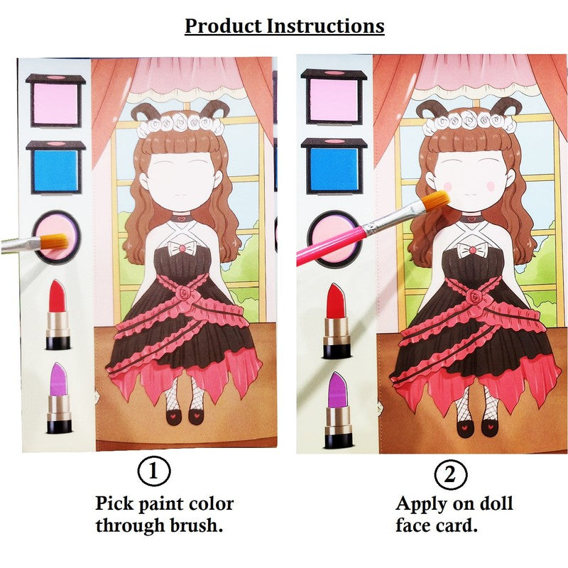 Art Kit Princess Dress up & Makeup Creative Poking Dress up Combo | 2 in 1 Board Activity Painting DIY Kit For Kids (Assorted Designs)