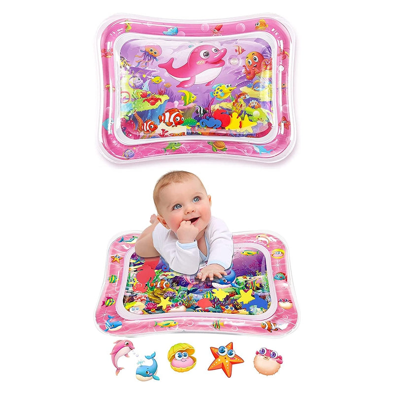 Pink Color Tummy Time Baby Water Play Mat For Babies Non-Toxic Plastic 2 Leak-proof Nozzles for Water & Air Filling