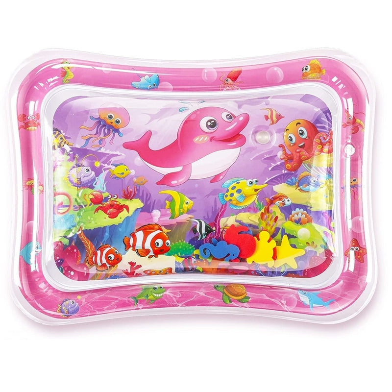 Pink Color Tummy Time Baby Water Play Mat For Babies Non-Toxic Plastic 2 Leak-proof Nozzles for Water & Air Filling