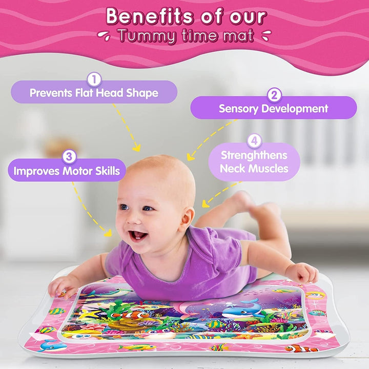 Tummy Time Baby Water Play Mat | Non-Toxic & Leak-Proof - Pink (3-12 Months)