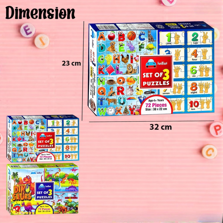 FunBlast Set of 6 Wooden Puzzle - ABC, 123, Fruits, Numbers, Animals, Vehicles & Alphabet (1-3 Years)
