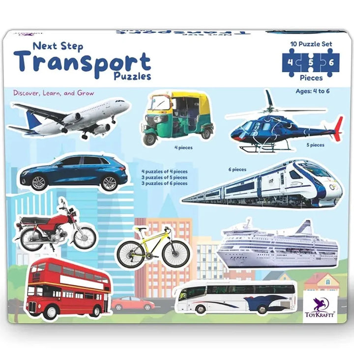 Toykraft Transport Vehicle Puzzles – 4, 5 & 6 Piece Toddler Floor Puzzles