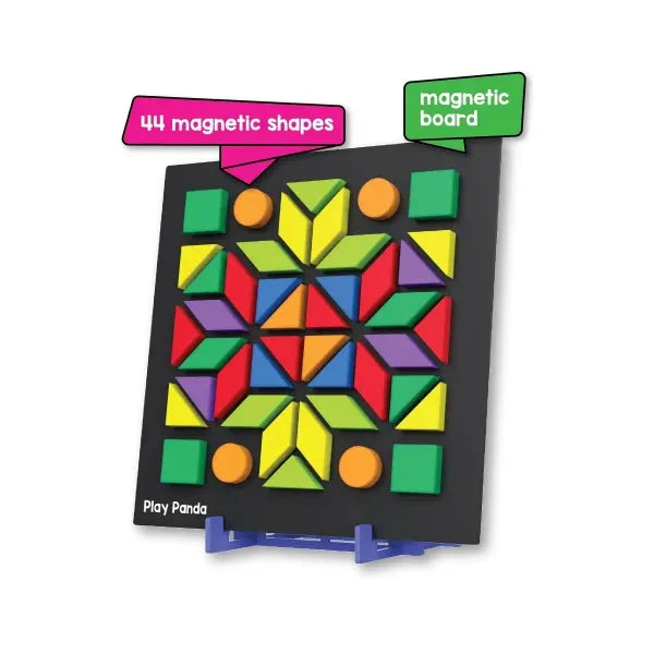 Play Panda Fun Magnetic Shapes - Big (Type 1) | 44 Magnetic Shapes, 200 Pattern Book, Magnetic Board and Display Stand
