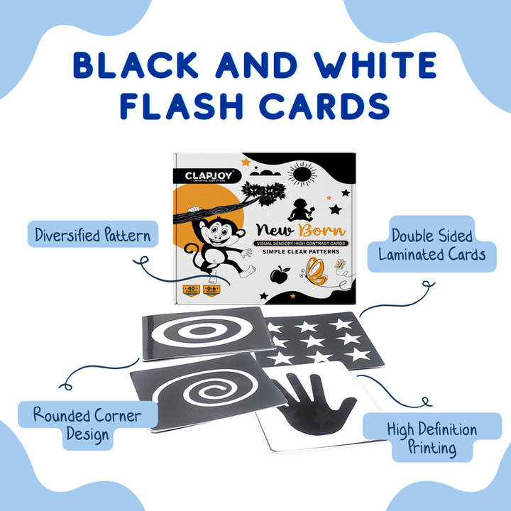 Black and White 20 Flash Cards for Infant Babies