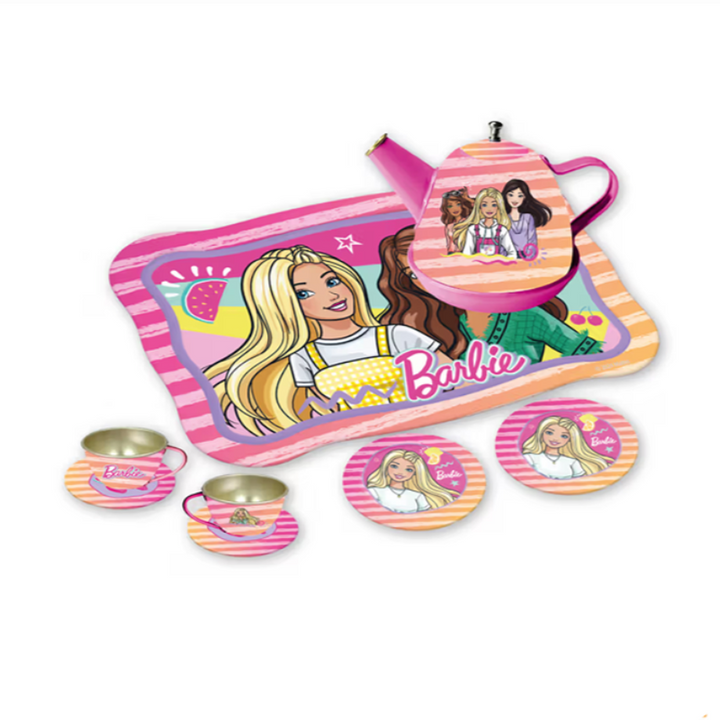 Original Barbie Lightweight Metal Tea Set - 14 Pieces | Licensed Toy (3-6 Years)