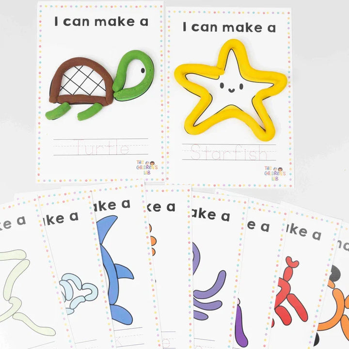 10 Ocean Animals Playdough Reusable Flashcards (2-5 Years)