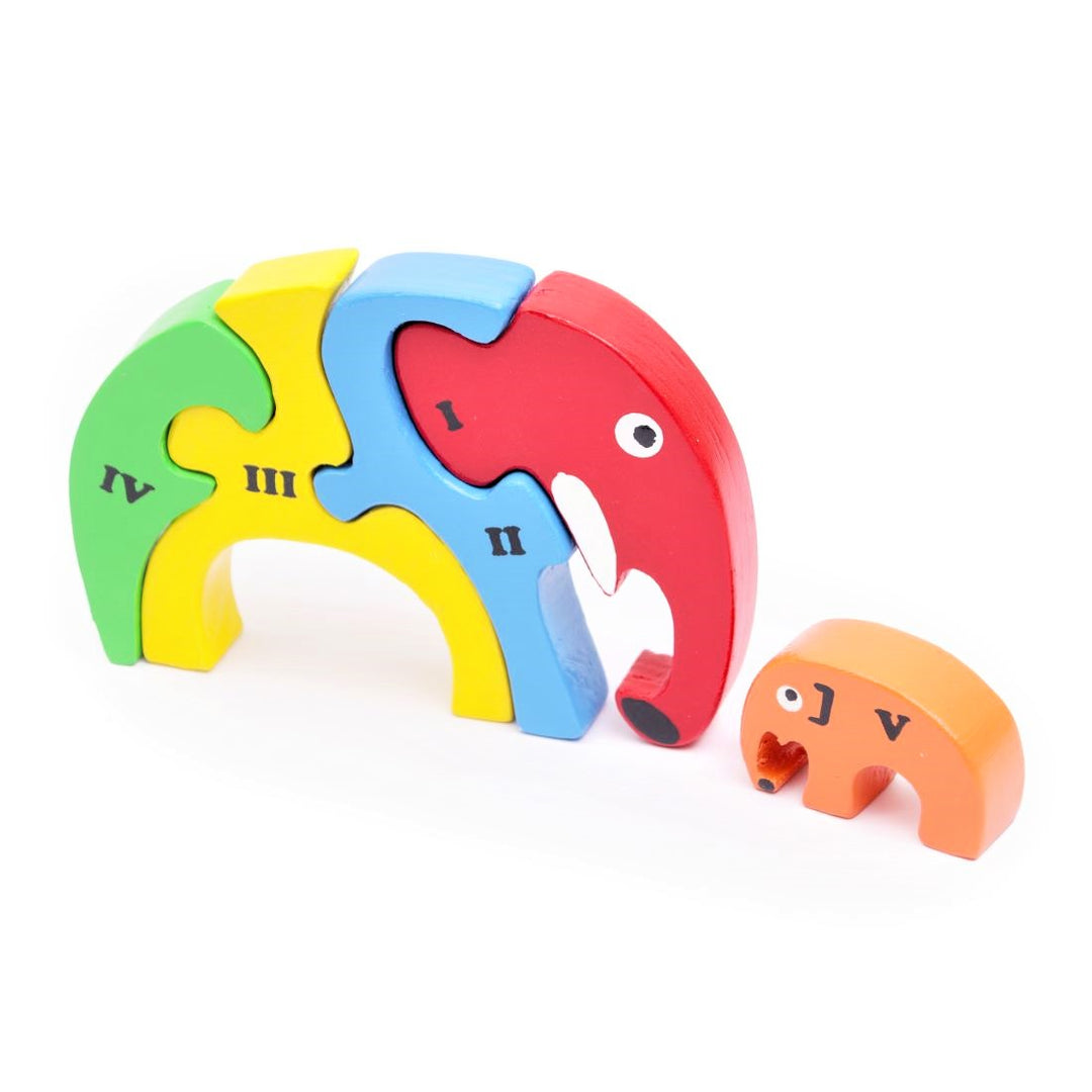 Elephant Family Puzzle - Creativity and Storytelling Skills - Learning and Stacking Toy   (5 Pieces)