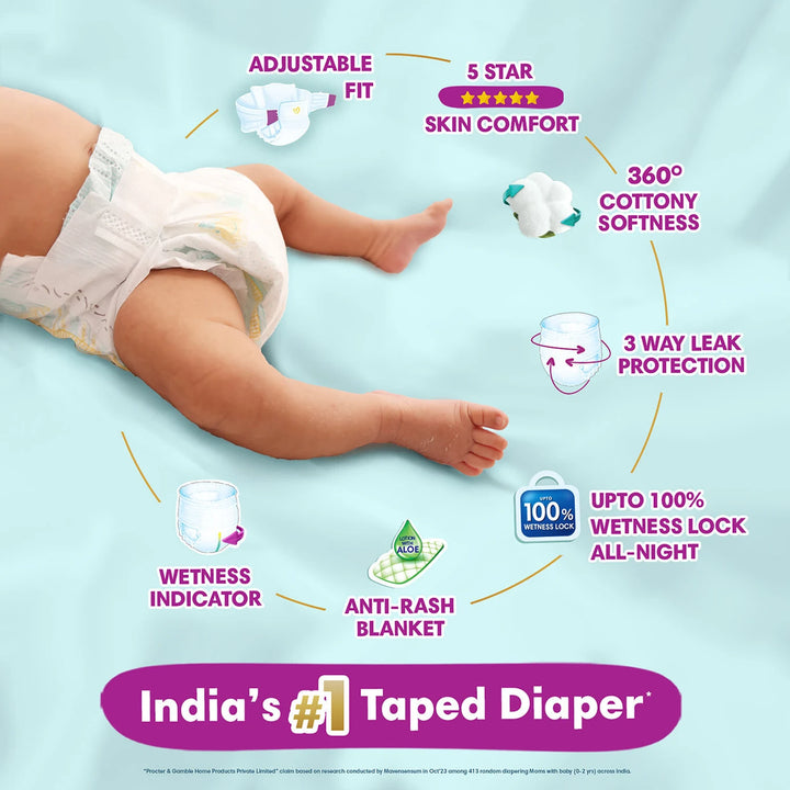 Pampers Active (Size M) Baby Diapers | 90 Pieces | 6-11 kg | Premium Taped | Adjustable Fit