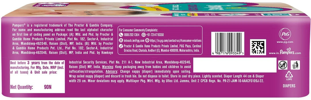 Pampers Active (Size M) Baby Diapers | 90 Pieces | 6-11 kg | Premium Taped | Adjustable Fit