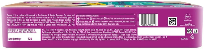 Pampers Active (Size XL) Baby Diapers | 72 Pieces | 12+ kg | Premium Taped | Adjustable Fit