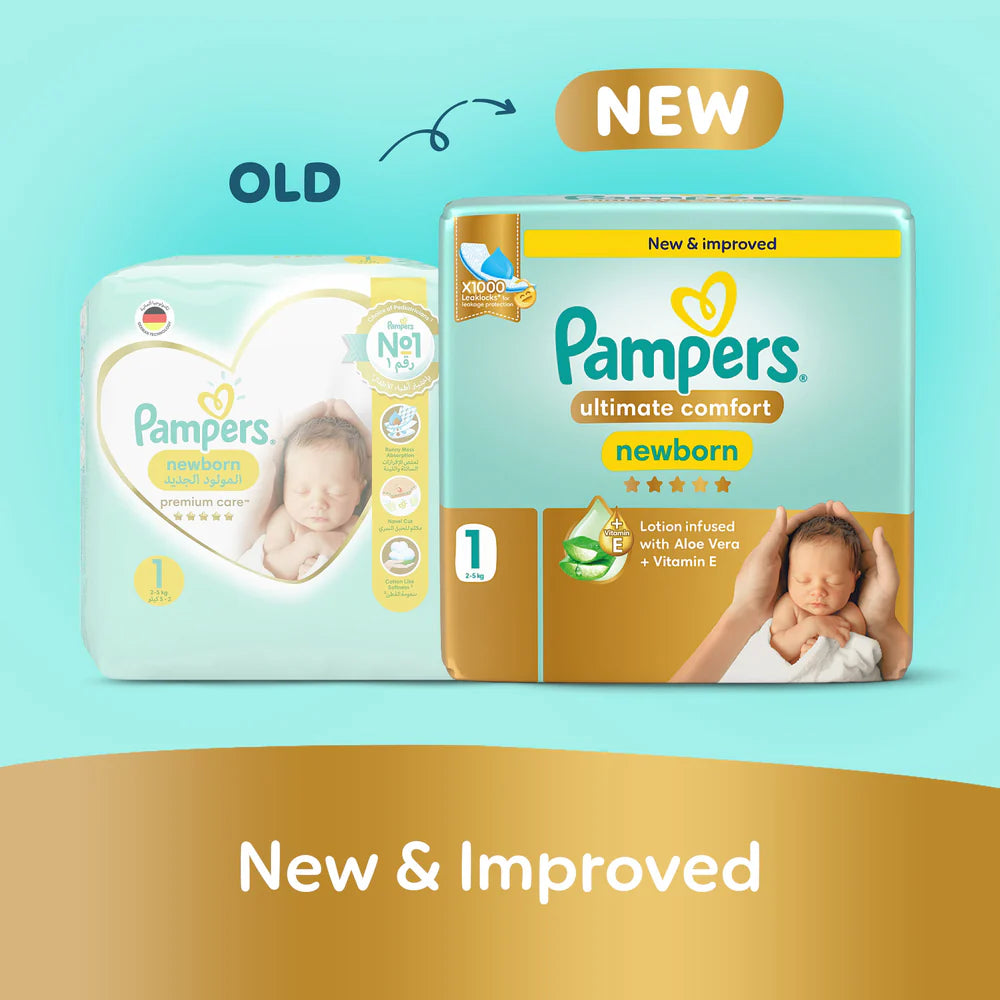 Pampers (Size-1) Ultimate Comfort Newborn Diapers | 50 Pieces | 2-5 kgs
