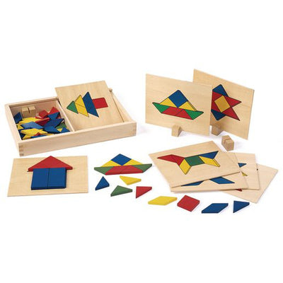 Excellerations Wooden Pattern Blocks & Boards Set 69 Pieces