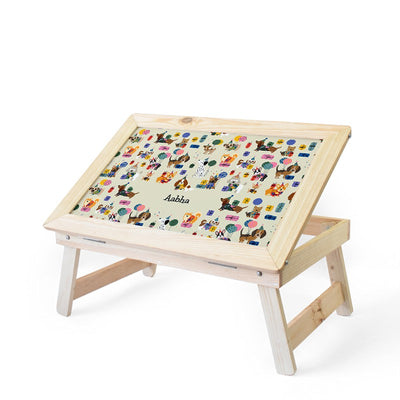 Personalised Wooden Foldable Desk with a Canvas Cotton Handle (COD Not Available)