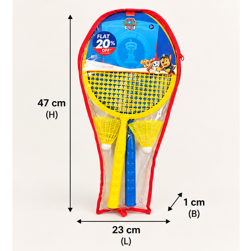 Original Paw Patrol Badminton Set with 2 Shuttlecock | Yellow & Blue