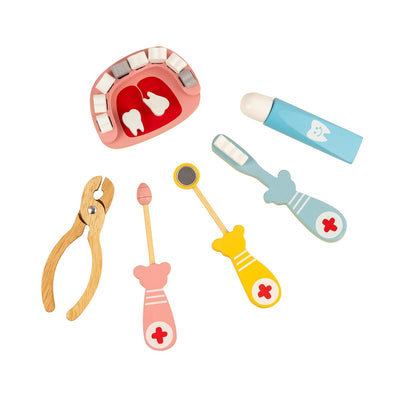 6 Pcs Kids Dentist Toy Set | Pretend Play Wooden Doctor Set