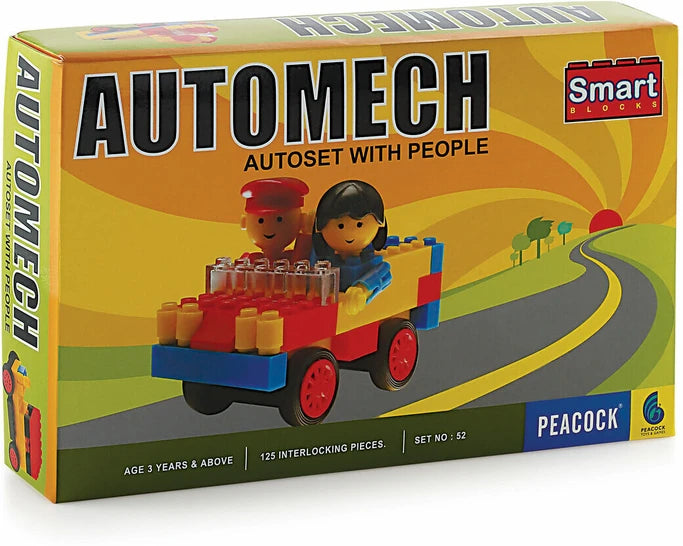 Peacock Toys & Games 125 Pieces Smart Blocks Automech Auto Building Block Set with People Figures