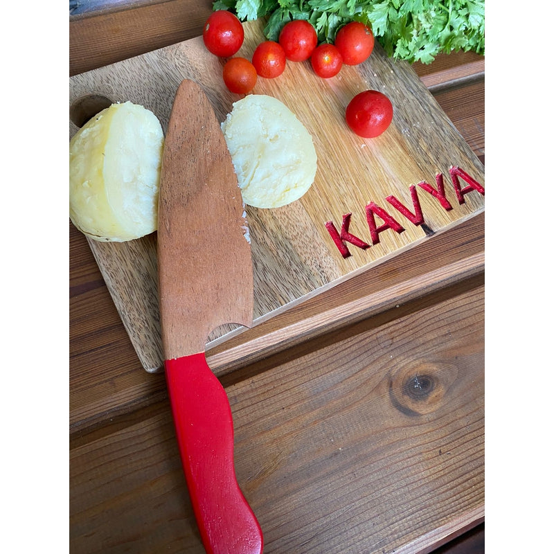 Personalised Chopping board & Montessori Knife (COD Not Available)