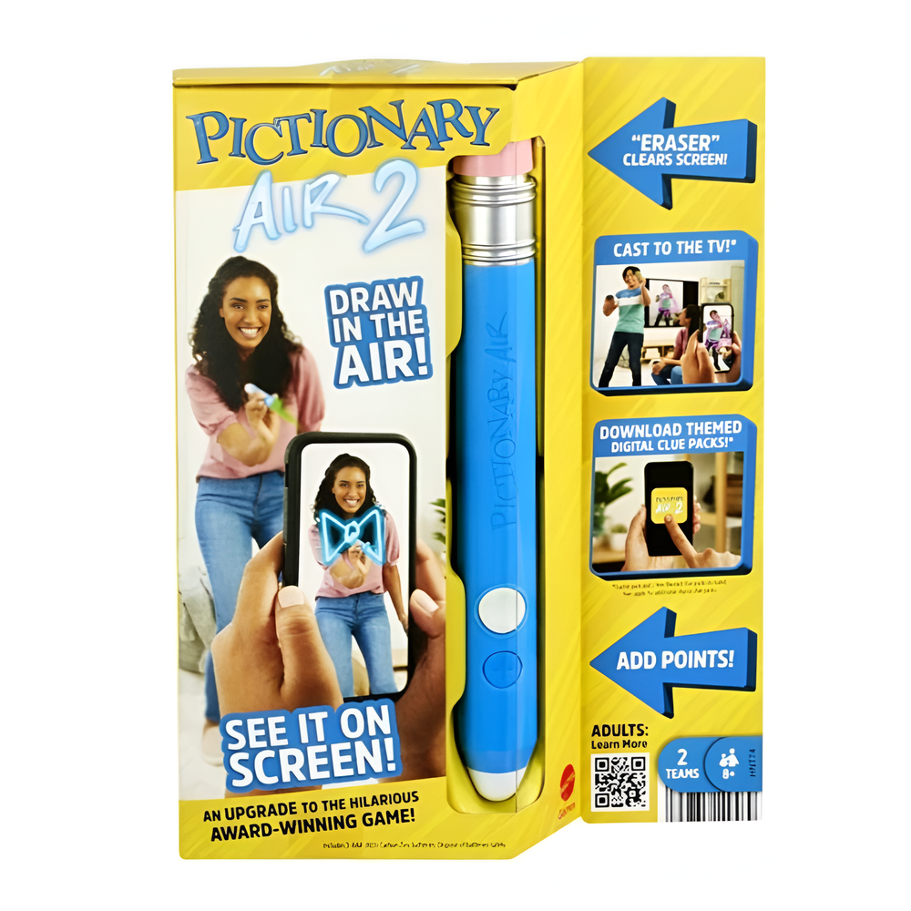 Mattel Pictionary Air 2 - Interactive Family Drawing Game | Light Pen, App Features & Screen Casting (8 Years till Grown Ups)