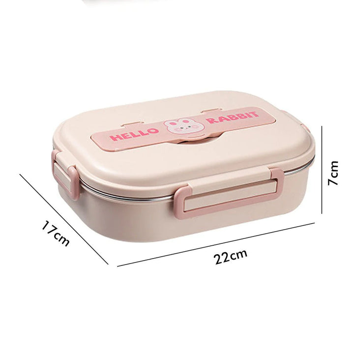 Insulated Rabbit Themed Lunch Box with Lunch Box Cover | Medium Size (Pink)