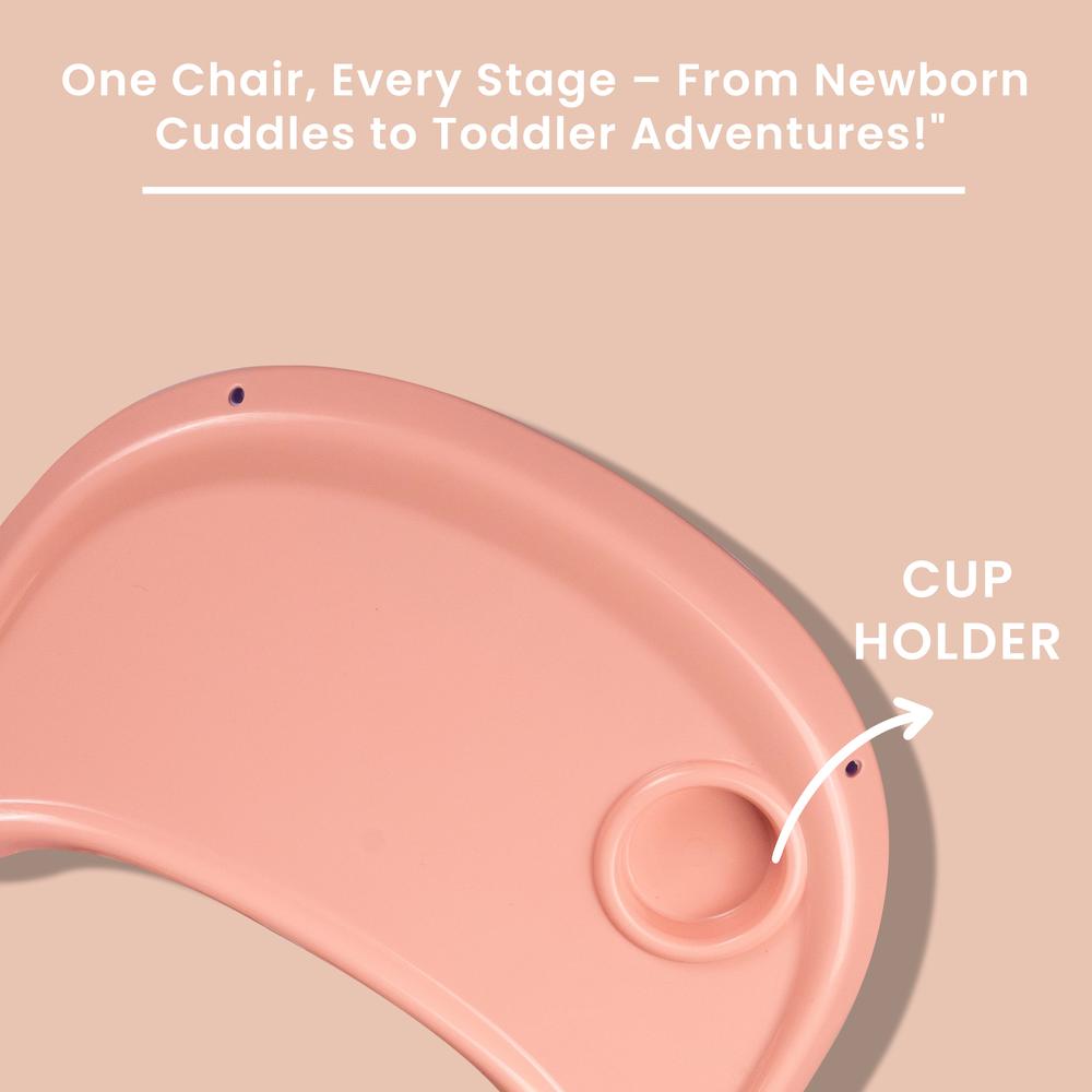 Tinyberg 3-in-1 High Chair with 5 Point Safety Belt | Upto 50 Kg | Foldable & Compact | Anti Skid Base | Wonderseat | Blueberry Pink