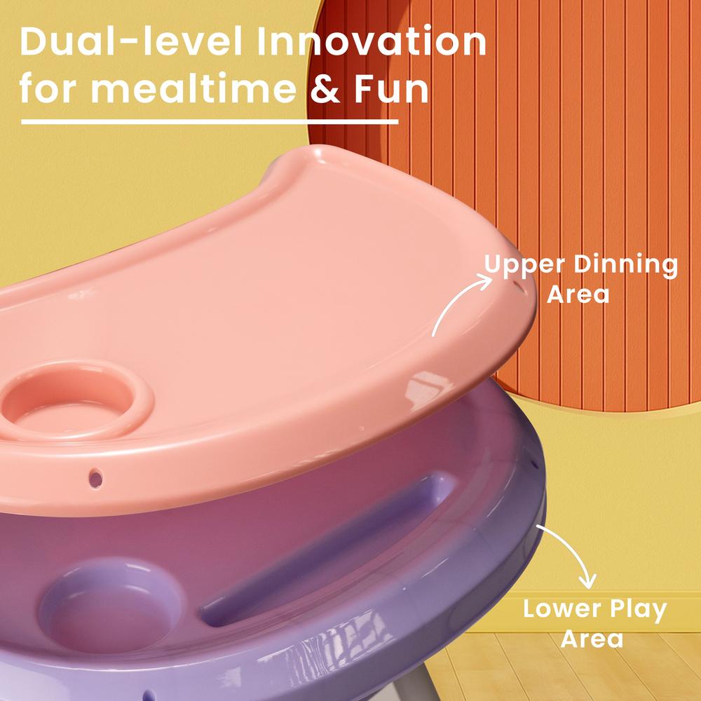 Tinyberg 3-in-1 High Chair with 5 Point Safety Belt | Upto 50 Kg | Foldable & Compact | Anti Skid Base | Wonderseat | Blueberry Pink