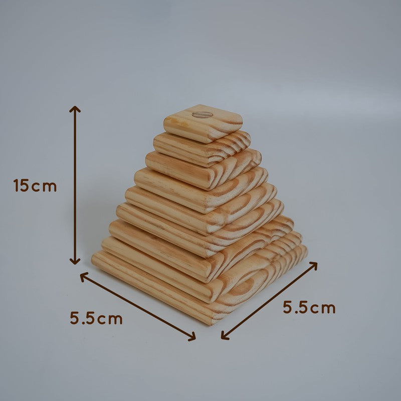 Wooden Square Pyramid Natural Stacker (1-4 Years)