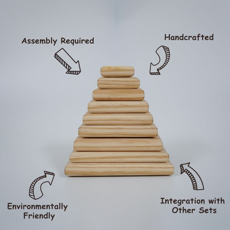 Wooden Square Pyramid Natural Stacker (1-4 Years)