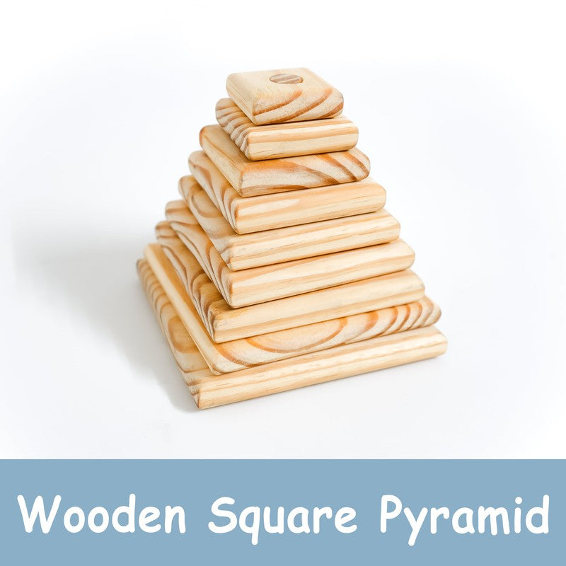 Wooden Square Pyramid Natural Stacker (1-4 Years)