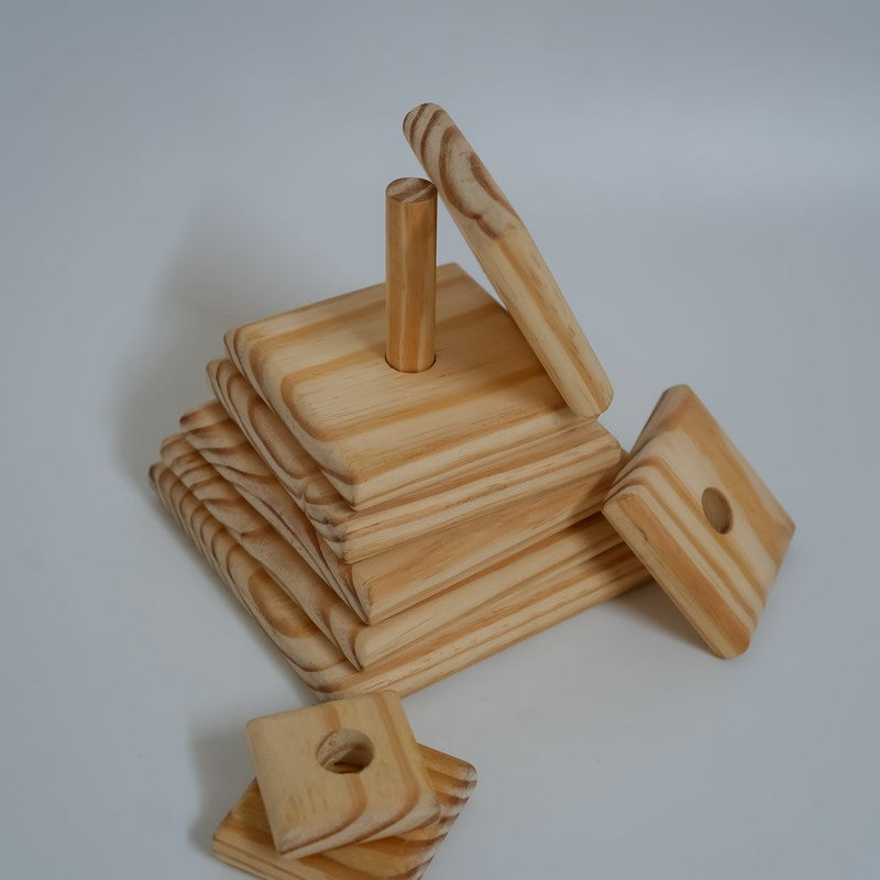 Wooden Square Pyramid Natural Stacker (1-4 Years)