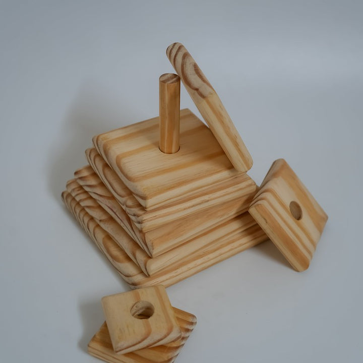 Wooden Square Pyramid Natural Stacker (1-4 Years)