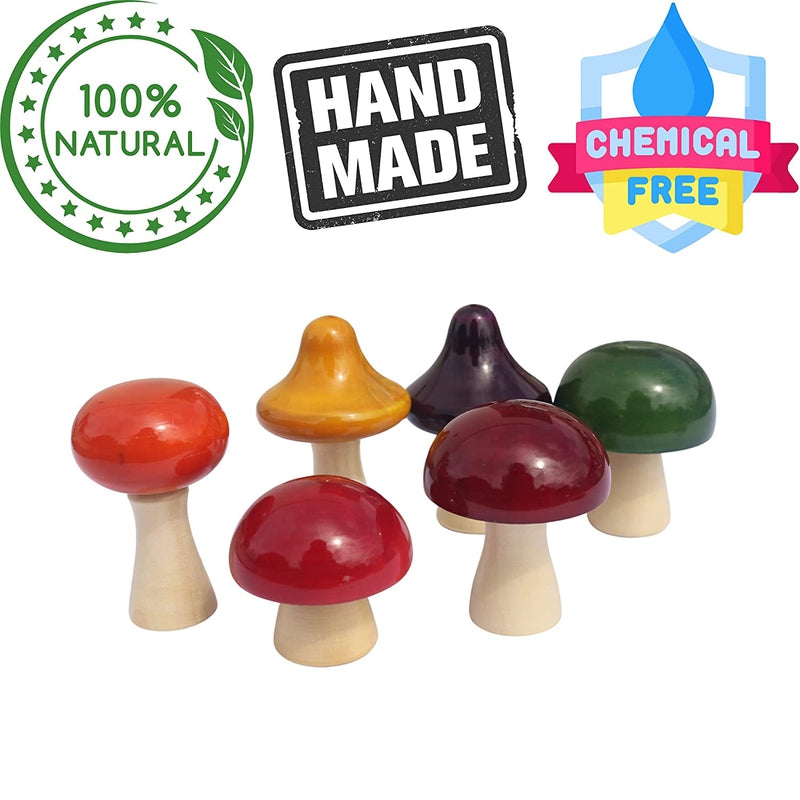 Wooden Natural Cooking Kitchen Set MUSHROOM Toy for Kids Vegetable Colored safe