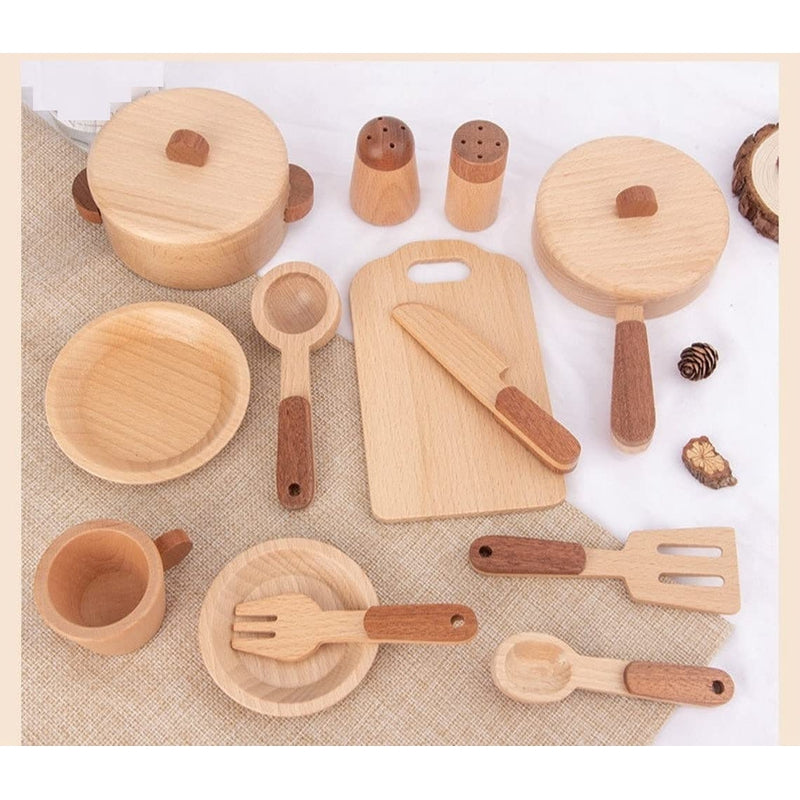 Wooden Natural Cooking Kitchen Set PREMIUM Toy for Kids Vegetable Colored safe