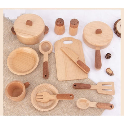 Wooden Natural Cooking Kitchen Set PREMIUM Toy for Kids Vegetable Colored safe