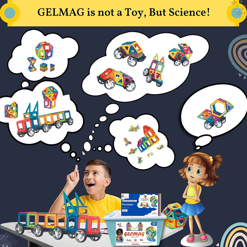 Gelmag Blocks Train Set (50 Pcs) Magnetic Tiles