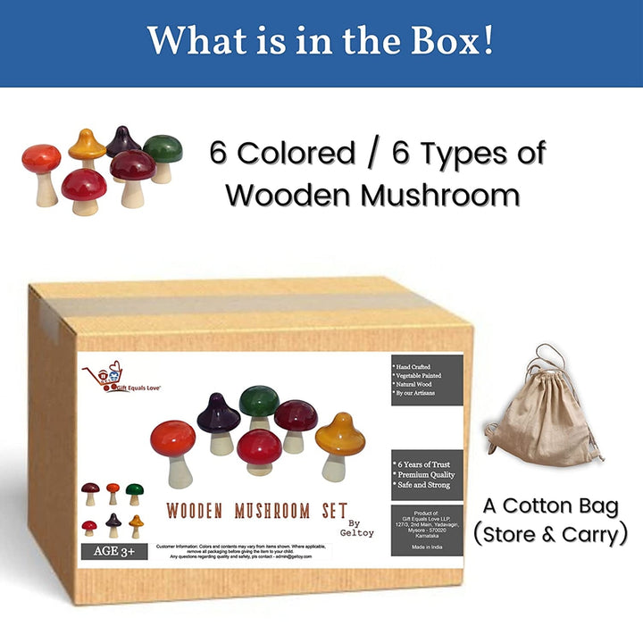 Wooden Natural Cooking Kitchen Set MUSHROOM Toy for Kids Vegetable Colored safe