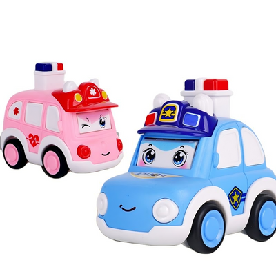 Press and Go Police Wagon and Ambulance Toy - Assorted Color (Pack of 2)