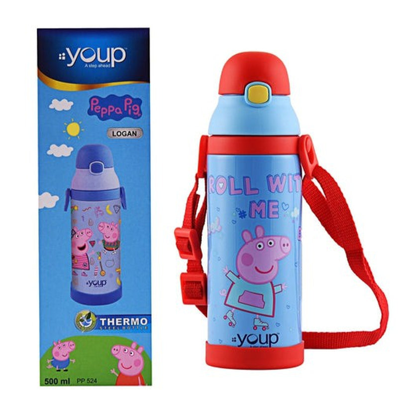 Youp Stainless Steel Insulated Orange Color Peppa Pig Kids Sipper Bottle LOGAN - 500 ml