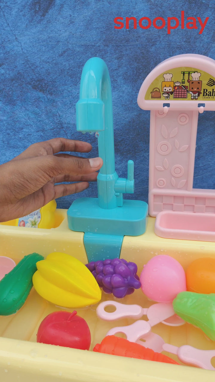 Electronic Kitchen Sink Play Set with Realistic Water Supply & Accessories (3-8 Years)