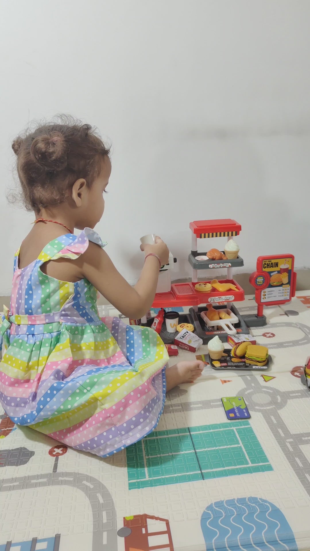 Realistic Fast Food Chain Pretend Play Set with Working Beverage Dispenser, Card Swipe Feature - 71  Pieces (3-8 Years)