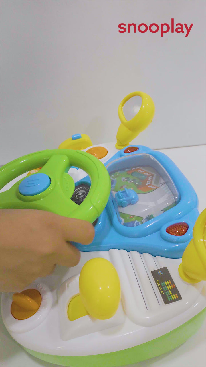 Tiny Racer Driving Simulation Toy with Steering Wheel, Mic, Lights & Sounds (3-8 Years)