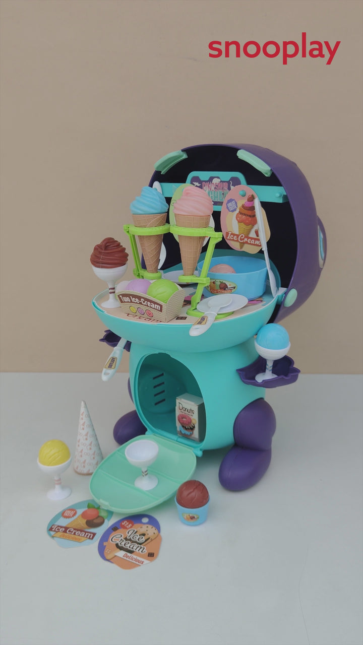 Jukku 44 Pieces Dino Ice-cream Shop Pretend Playset | Serve Sweet Treats (3-8 Years)