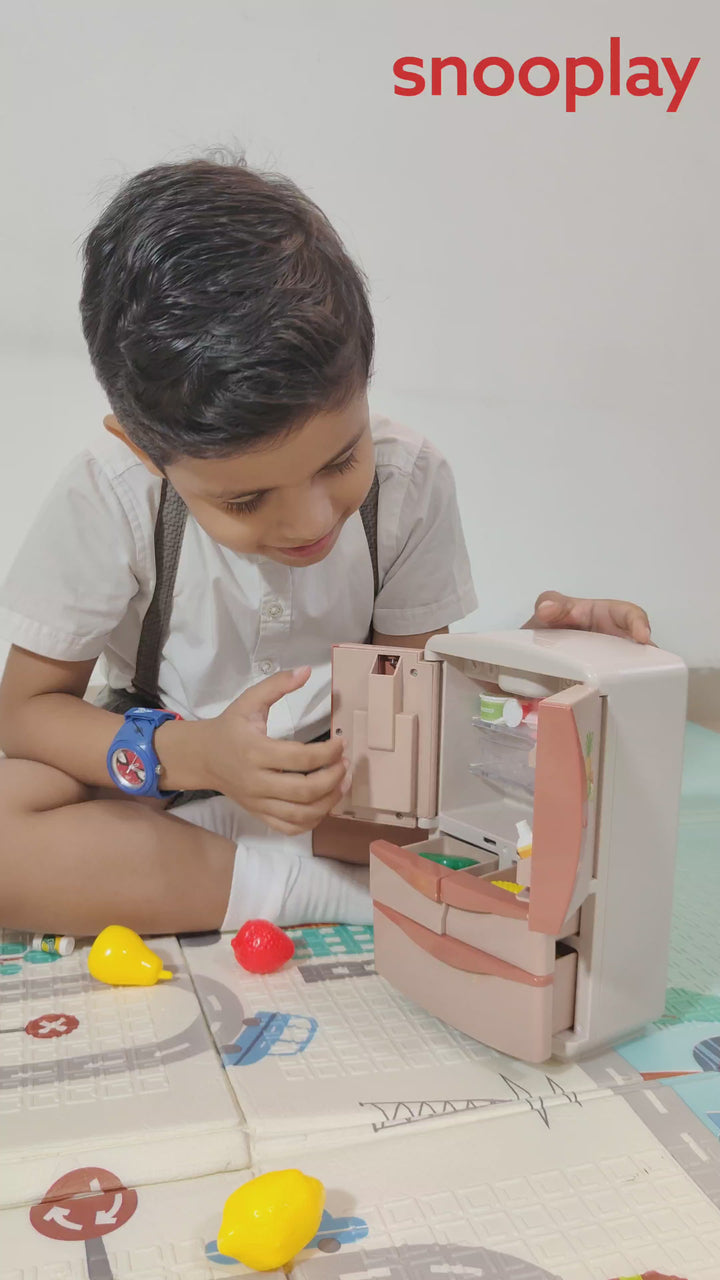 Jukku Premium Refrigerator Play Set with Ice-Dispenser, Realistic Mist, Light & Sound (3-8 Years)