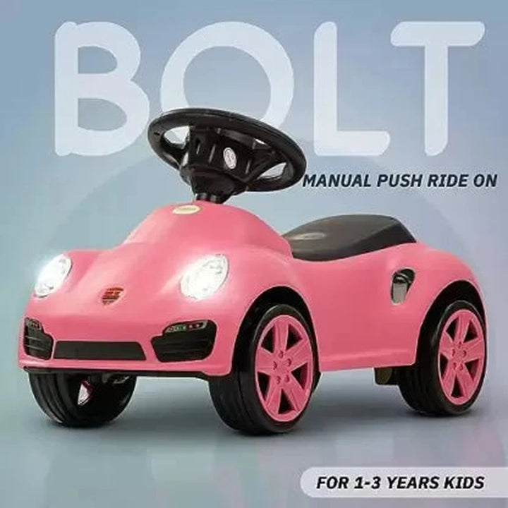 Push Ride-on | Bolt Push Rider Car with Music, Light & Comfort Seat | Pink | COD Not Available