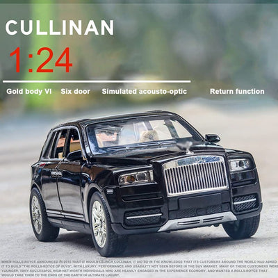 Resembling 1:24 Scale Die Cast Rolls Royce Metal Car Toy With Light and Sound for Kid (Black)