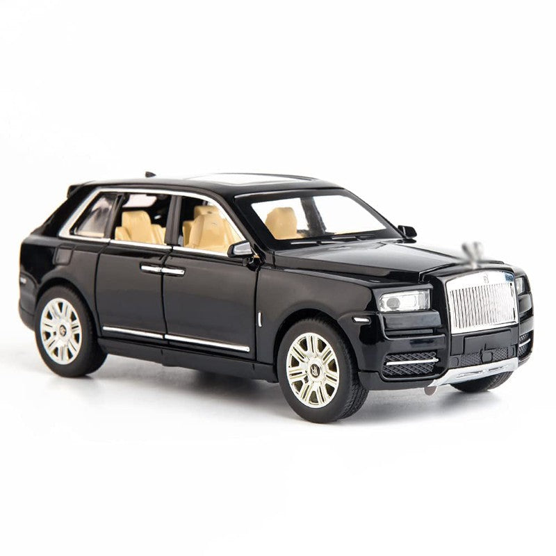 Resembling 1:24 Scale Die Cast Rolls Royce Metal Car Toy With Light and Sound for Kid (Black)