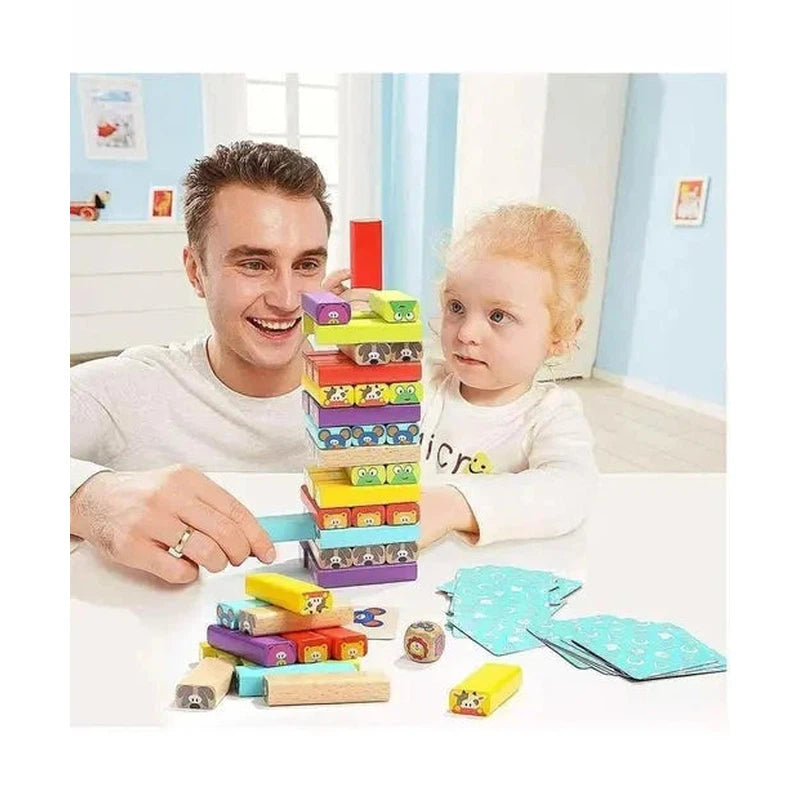 Animals Themed Wooden Blocks Stacking Toy Multicolor | 54 Pieces