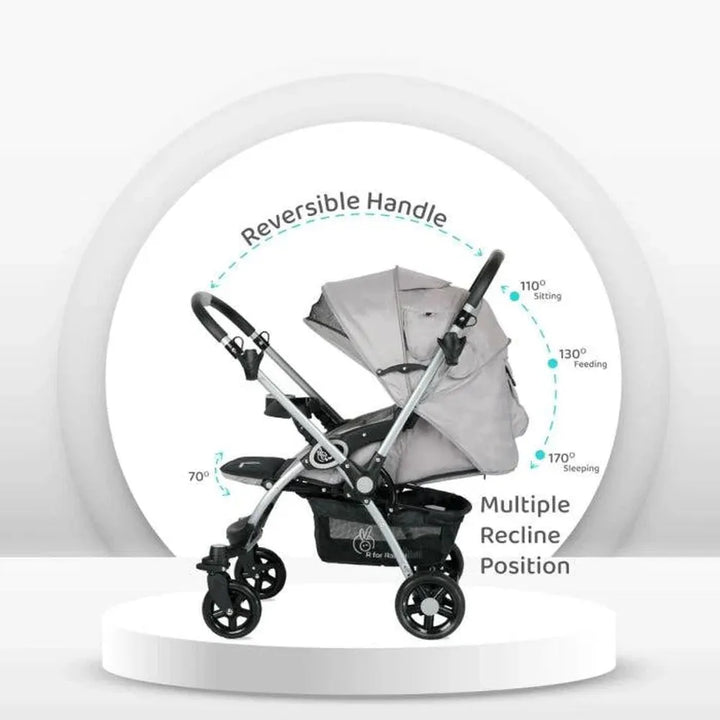 R for Rabbit Chocolate Ride Stroller - Reversible Handle, Multiple Recline Positions, Cup Holder with Meal Tray, 5 Point Safety Harness, Storage Basket