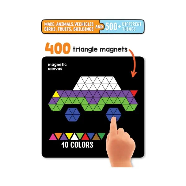 Play Panda Magnetic Puzzles - Big Triangles I 400 Magnets, 200 puzzles, Magnetic Board and Display Stand